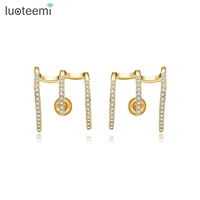 luoteemi new simple design jewelry yellow white gold color unique stud earrings with ear clips form women party birthday gifts