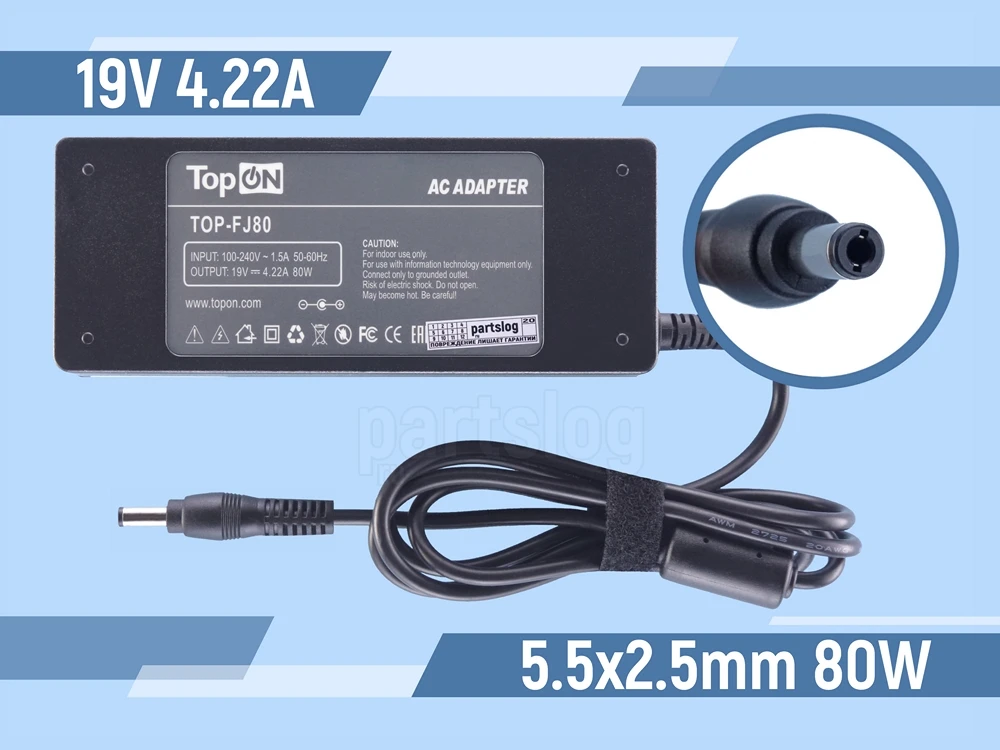 K000027270 Блок питания для Fujitsu-Siemens 19V 4.22A 5.5x2.5mm 80W TopON |