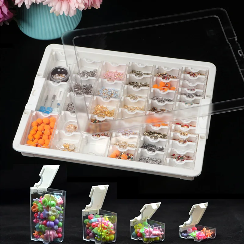 

Elizabeth Bead Storage Box For Diamond Painting Tool Accessories Plaid Jewelry Diamond Embroidery Transparent Acrylic Organizer