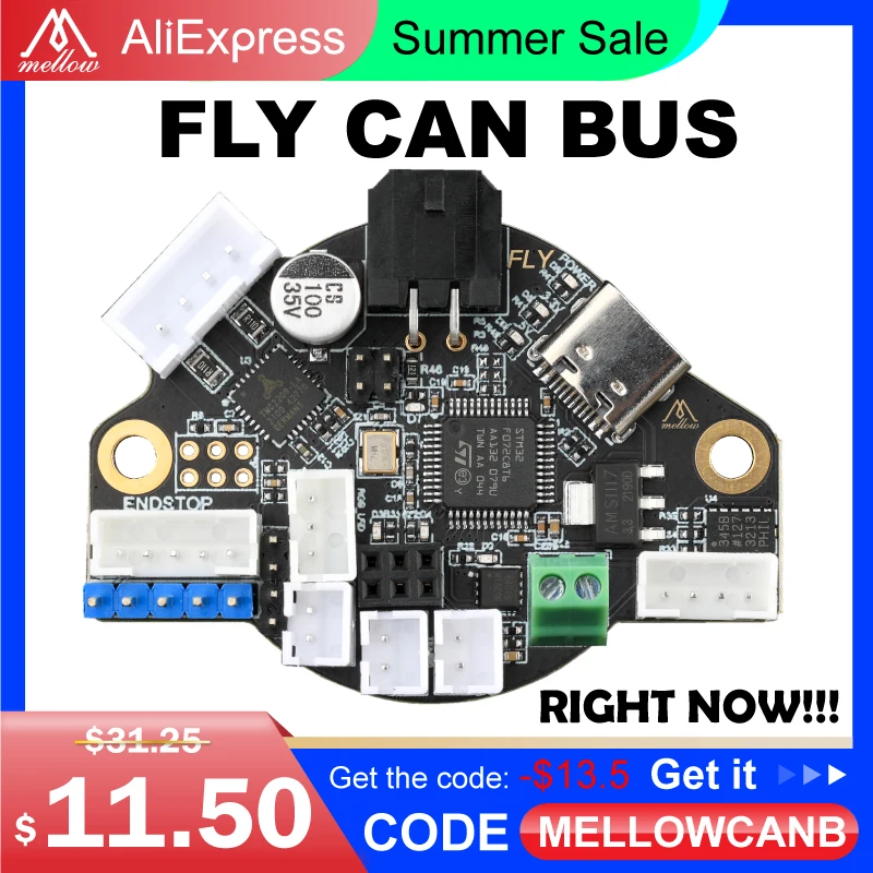 Mellow Fly-placa Sht Fly-placa Utoc para Klipper Hotend Headtool Canbus Canable e Usb Pt100 para Blv Ender V-core3 Impressora 3d
