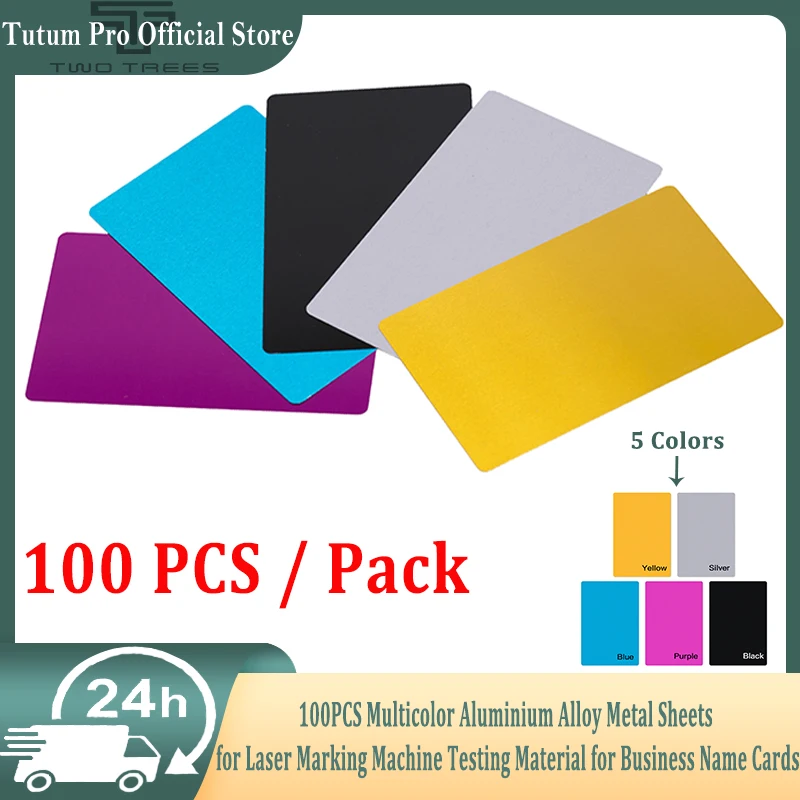 

100PCS Multicolor Aluminium Alloy Metal Sheets for Laser Marking Machine Testing Material for Business Name Cards