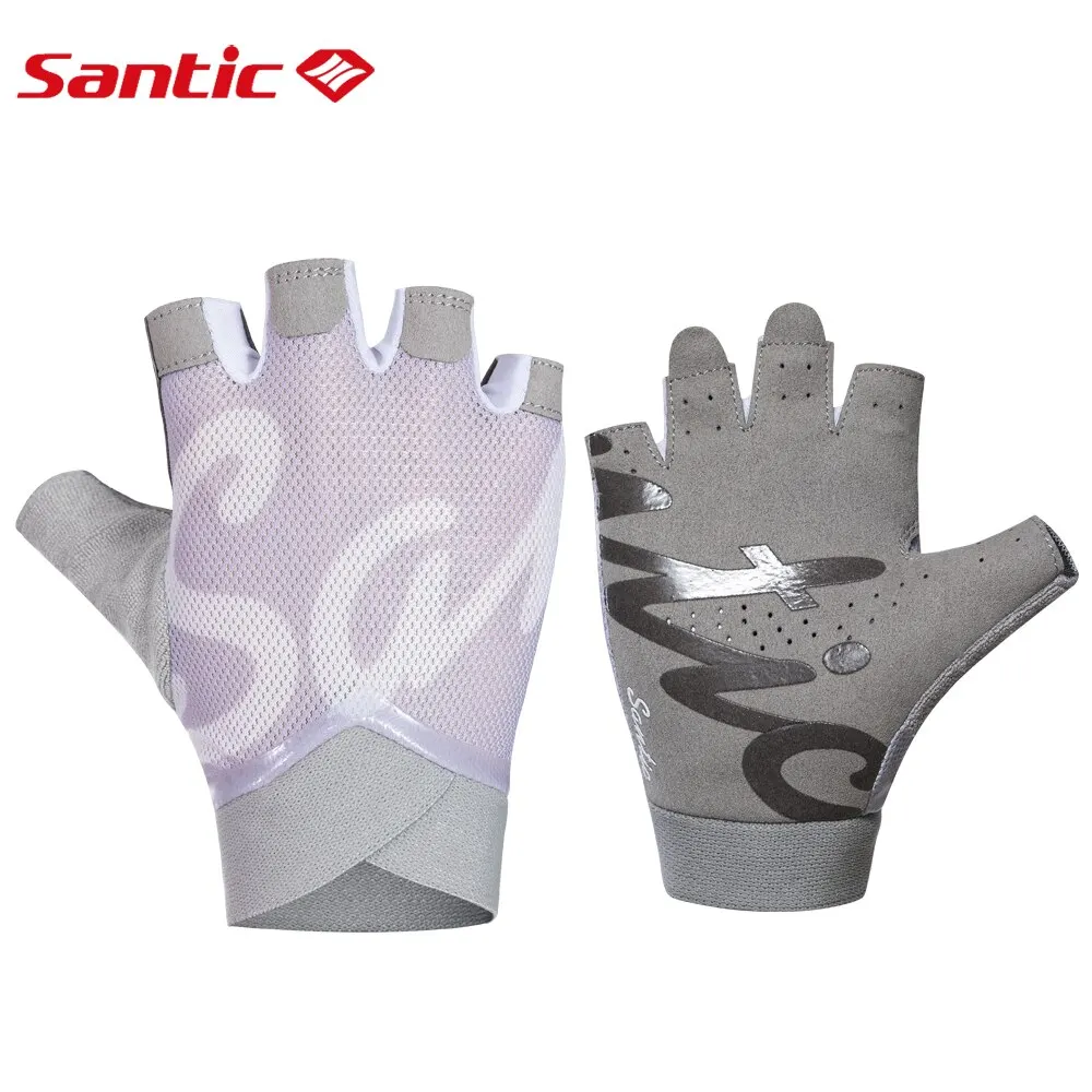 

Женские велосипедные перчатки Santic, перчатки с короткими пальцами для езды на открытом воздухе, перчатки с короткими пальцами для тренировок, дышащее Велосипедное оборудование