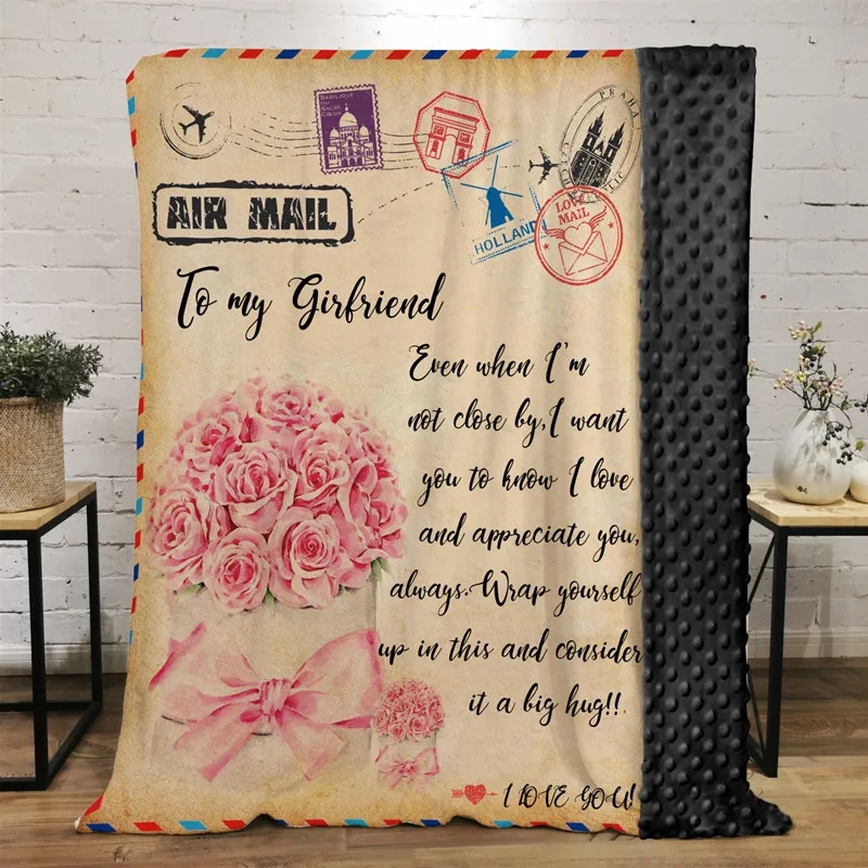 

Letter Blanket To MY Daughter Wife Son Girlfriend Warm Dotted Back Letter express Throw Blanket For Bed Sofa Couch Birthday Gift