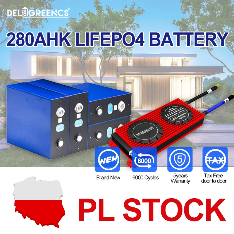 

Poland Stock New 6000 Cycles 280K Lifepo4 Rechargable Battery With Smart Balance 200A BMS Prismatic Cells For Solar Storage