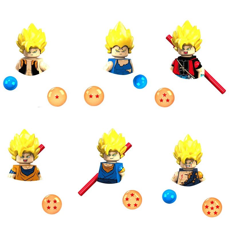 Minifigura de acción de Dragon Ball Z para niños, juguete educativo de ensamblaje, Super Saiyan, Goku, Vegeta, regalo de cumpleaños