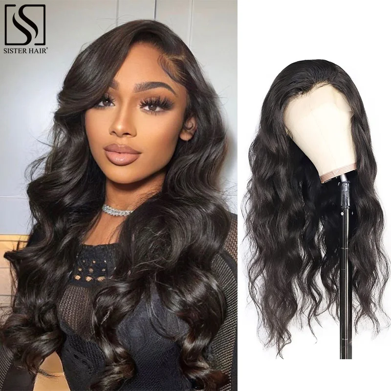 

SISTER Body Wave Lace Frontal Wig 13x4 Human Hair 13x6 Wigs with Baby Hair Transparent Lace Pre Plucked Wig 180% Density 40Inch