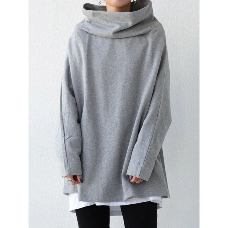 Толстовка Женская с длинным рукавом и высоким воротником однотонная