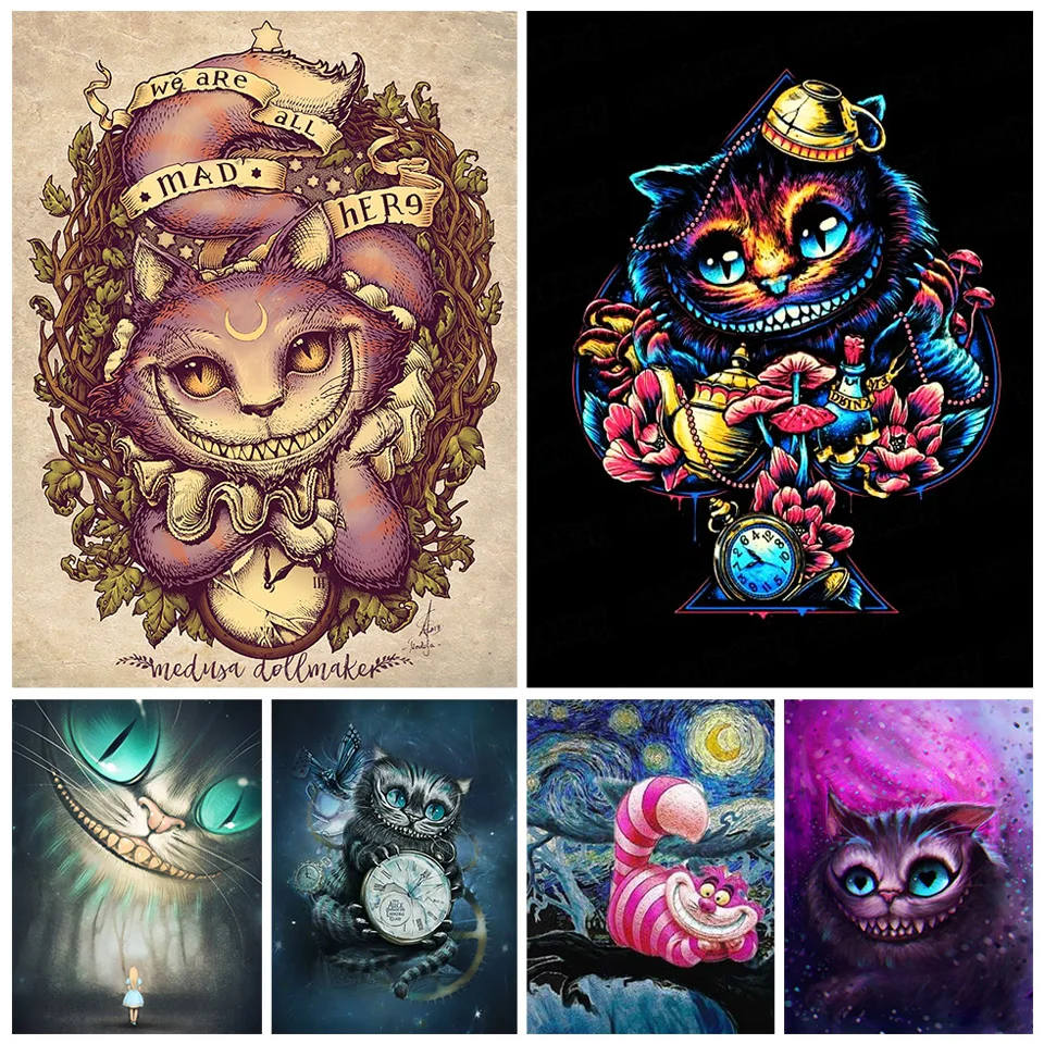 

Новое поступление, алмазная живопись, Чеширский кот, Дисней, Алмазная мозаика 5D, Алиса в стране чудес, вышивка крестиком, строительный подар...