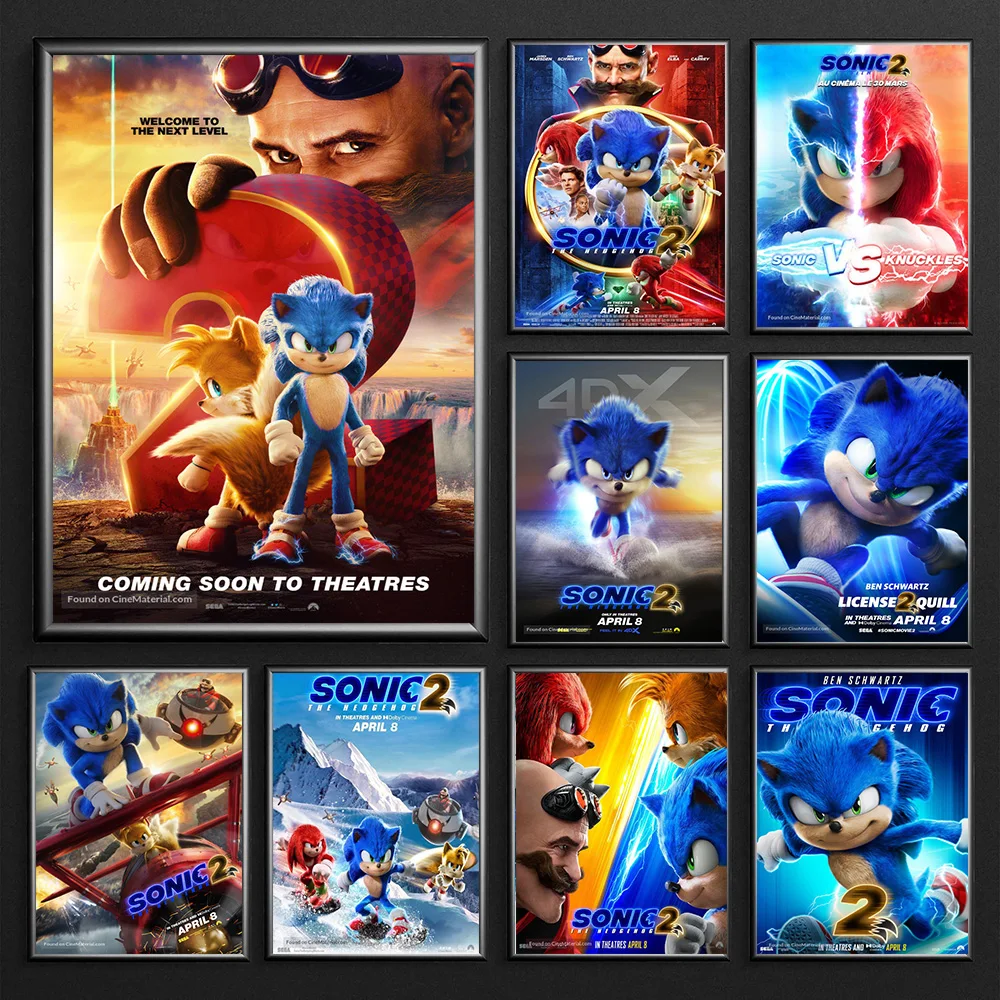 

Bandai 2022 Sonic The Hedgehog2 Action Adventure Comedy Film Poster and Print Wall Art Canvas Painting Room Home Decor