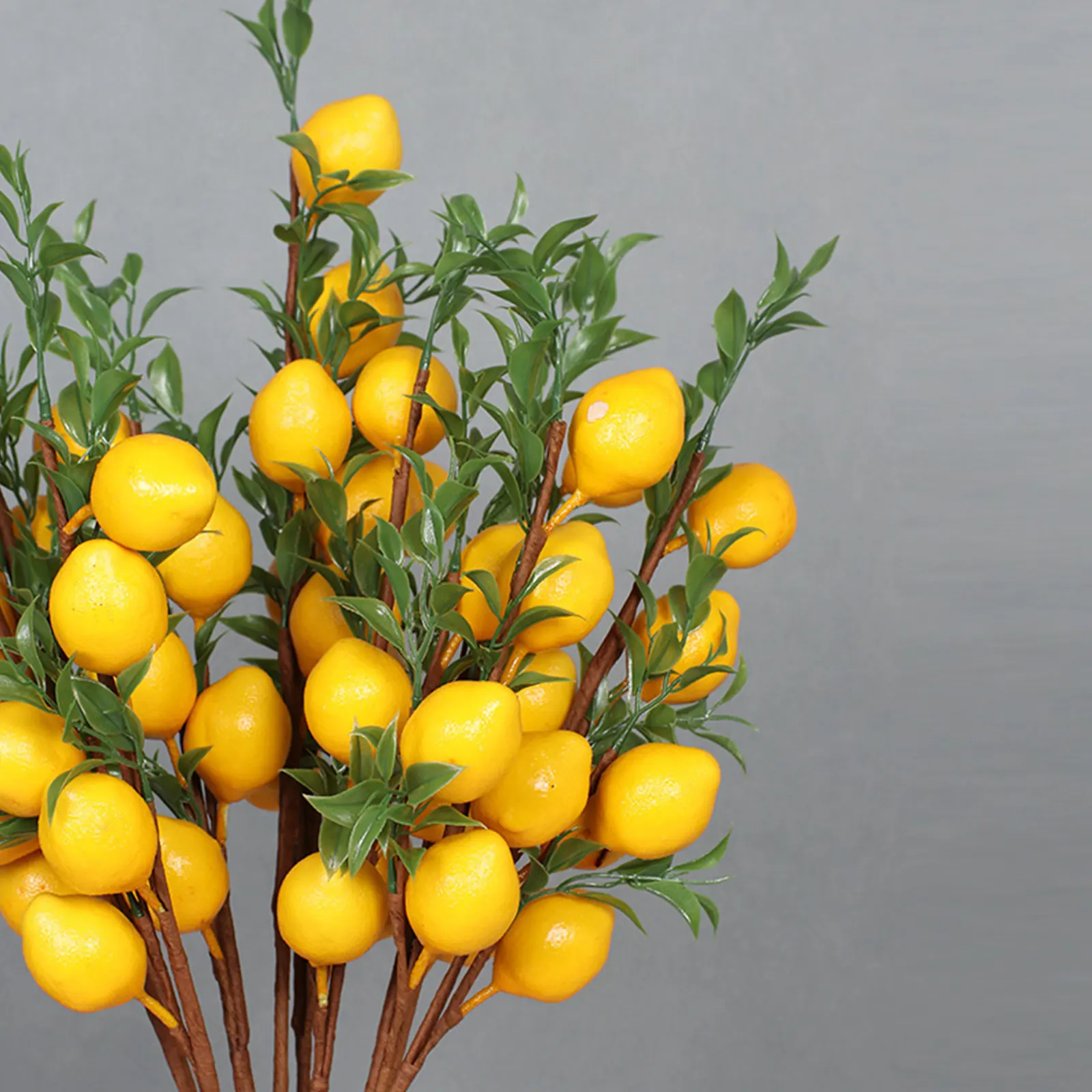 Лимонная ветка с 5 головками 65 см Искусственное растение для домашнего декора
