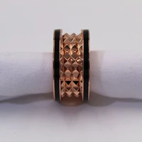 luxury brand spiral serrated ring stainless steel inlaid ceramic ring fashion couple ring with original logo