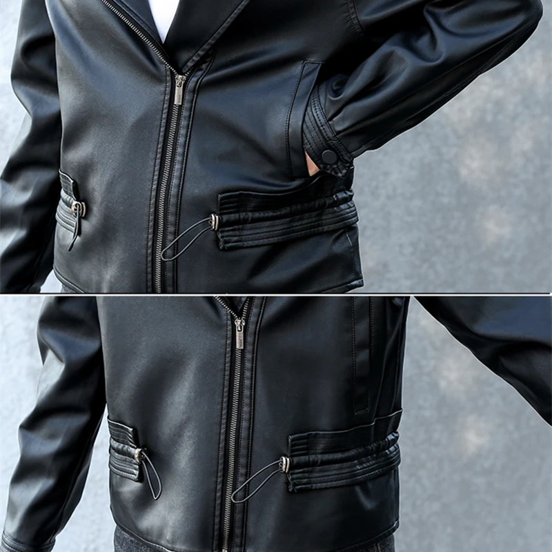 Women Faux Leather Jacket Biker Red White Coat Turndown Collar PU Motorcycle Jacket Uasual PU Loose Female Steet Oversize Coat