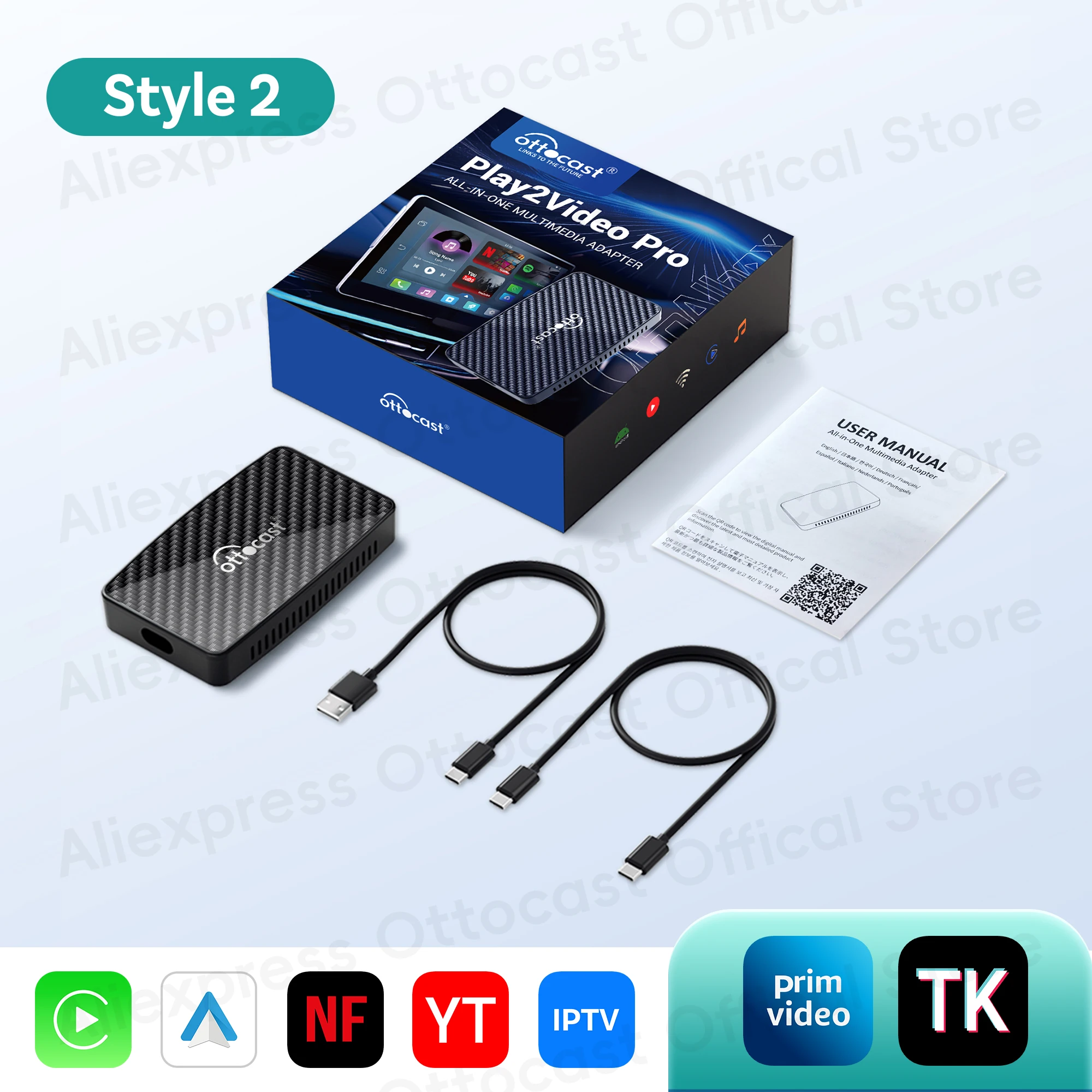 

OTTOCAST U2 X беспроводной Android Auto CarPlay адаптер 2 в 1 Carplay Smart Box Plug Play мультимедийный плеер для Toyota Mazda VW