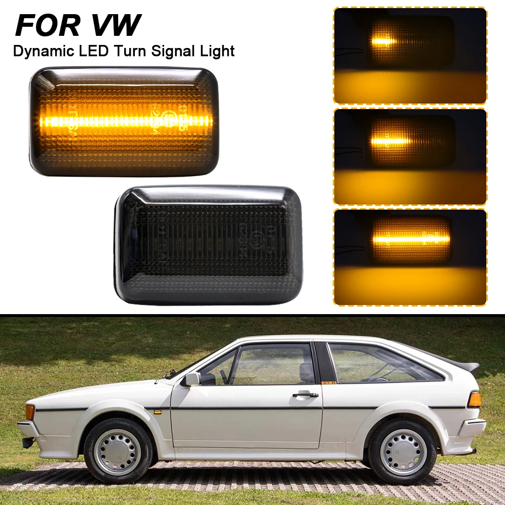 LED Dynamic Turn Signal Lights 2PCS Side Marker Blinker Indicator Lamps For VW Golf Jetta Passat MK1 MK2 Caddy Polo Scirocc