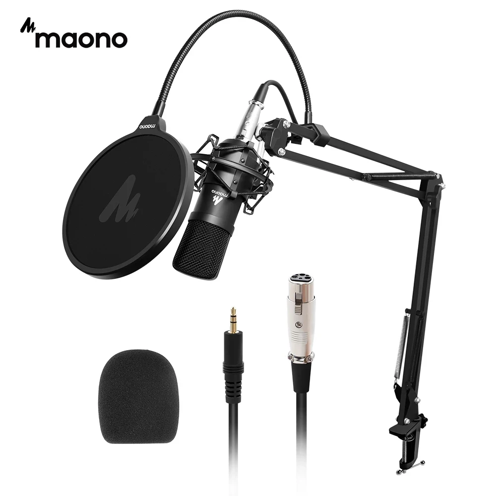 Купи MAONO Professional Studio Microphone Kit Condenser Cardioid Microfono Podcast Mic for Gaming Karaoke YouTube Recording DJ AU-A03 за 2,414 рублей в магазине AliExpress