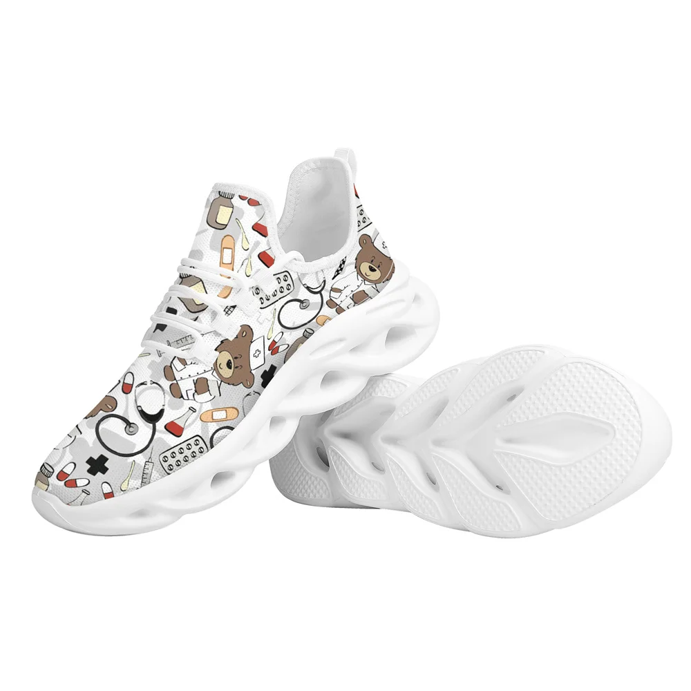 Yikeluo Shoes for Women Nurse Fashion Print Sneakers Design Custom Pattern Shoes Casual Women Flat Walking Shoes Running Sneaker