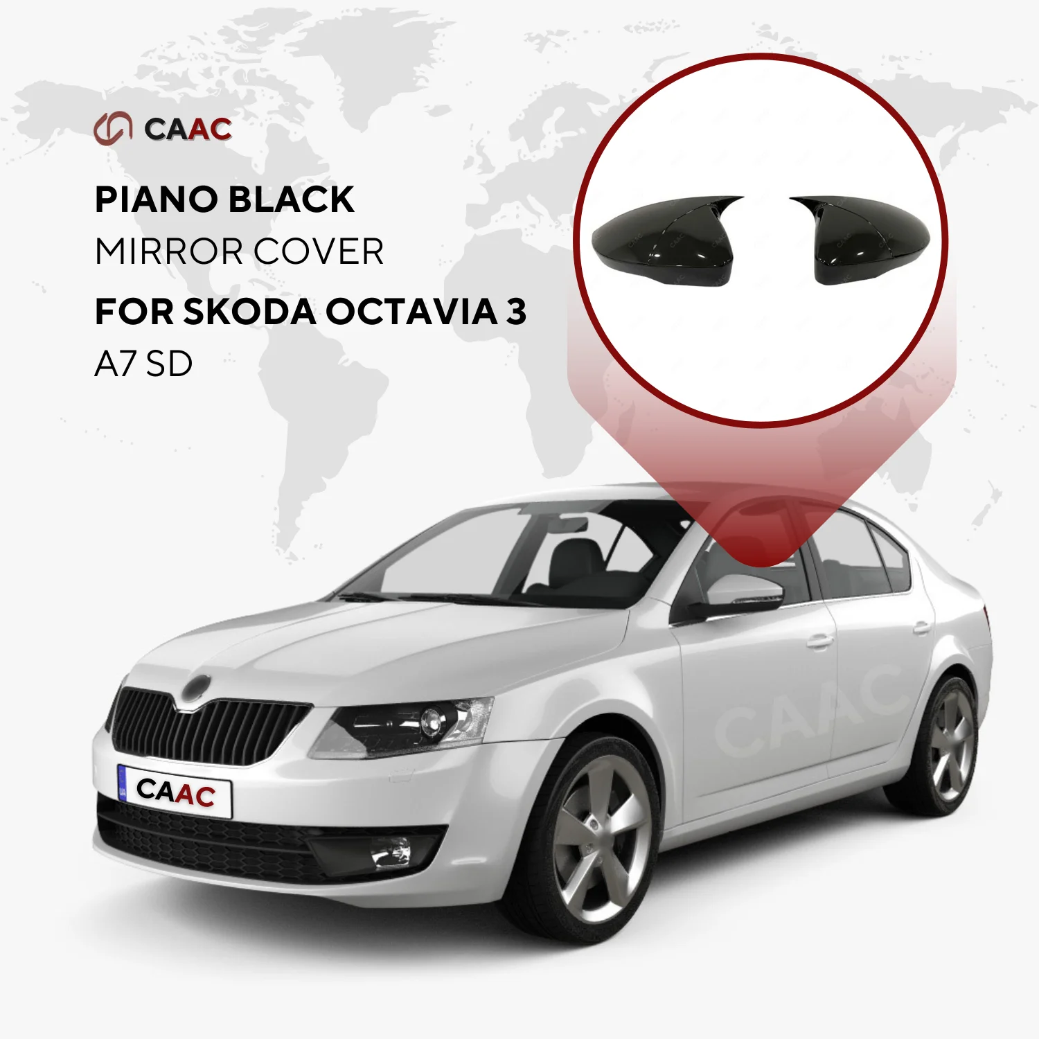 

For Skoda Octavia A7 SD 2013-2019 Piano Black Side Mirror Cover 2 Pieces Modified Premium Material Equipment Car Accessories Hardware
