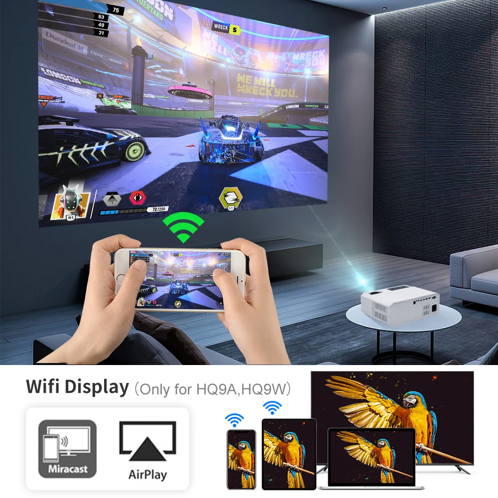 Everycom HQ9 LED 1080P 4K Проектор 2022 Яркость 8000 люмен FHD Android 9.0 5G WIFI Домашний кинотеатр для