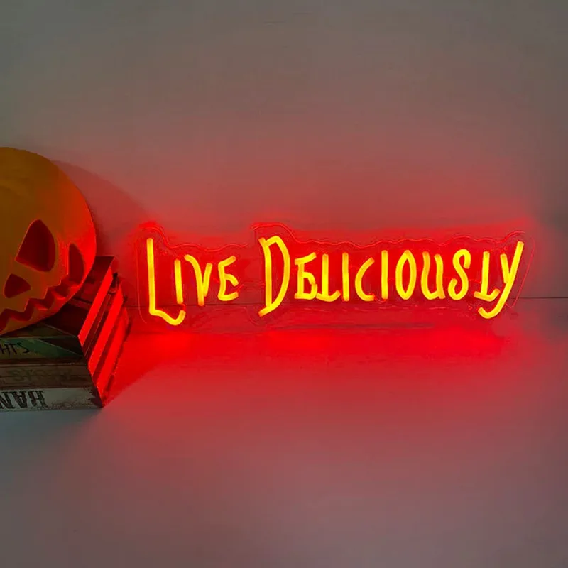 Live Deliciously Led Neon Sign Home Wall Witchy Decor Wouldst Thou Like to Gothic Horror Satanic