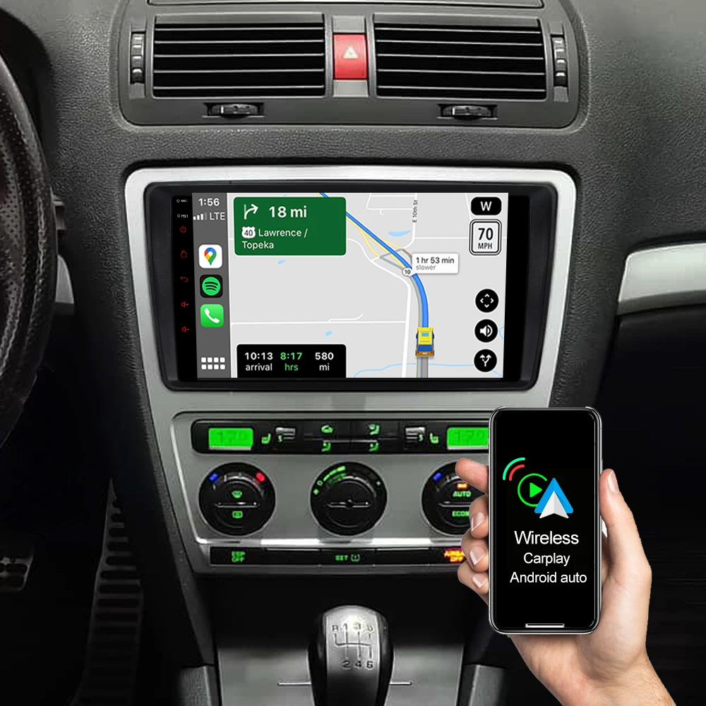 

A-Sure Android 11 Car Radio Wireless CarPlay 32GB 9'' IPS TouchScreen GPS Navigation For SKODA Octavia II MK2 Yeti Fabia Superb