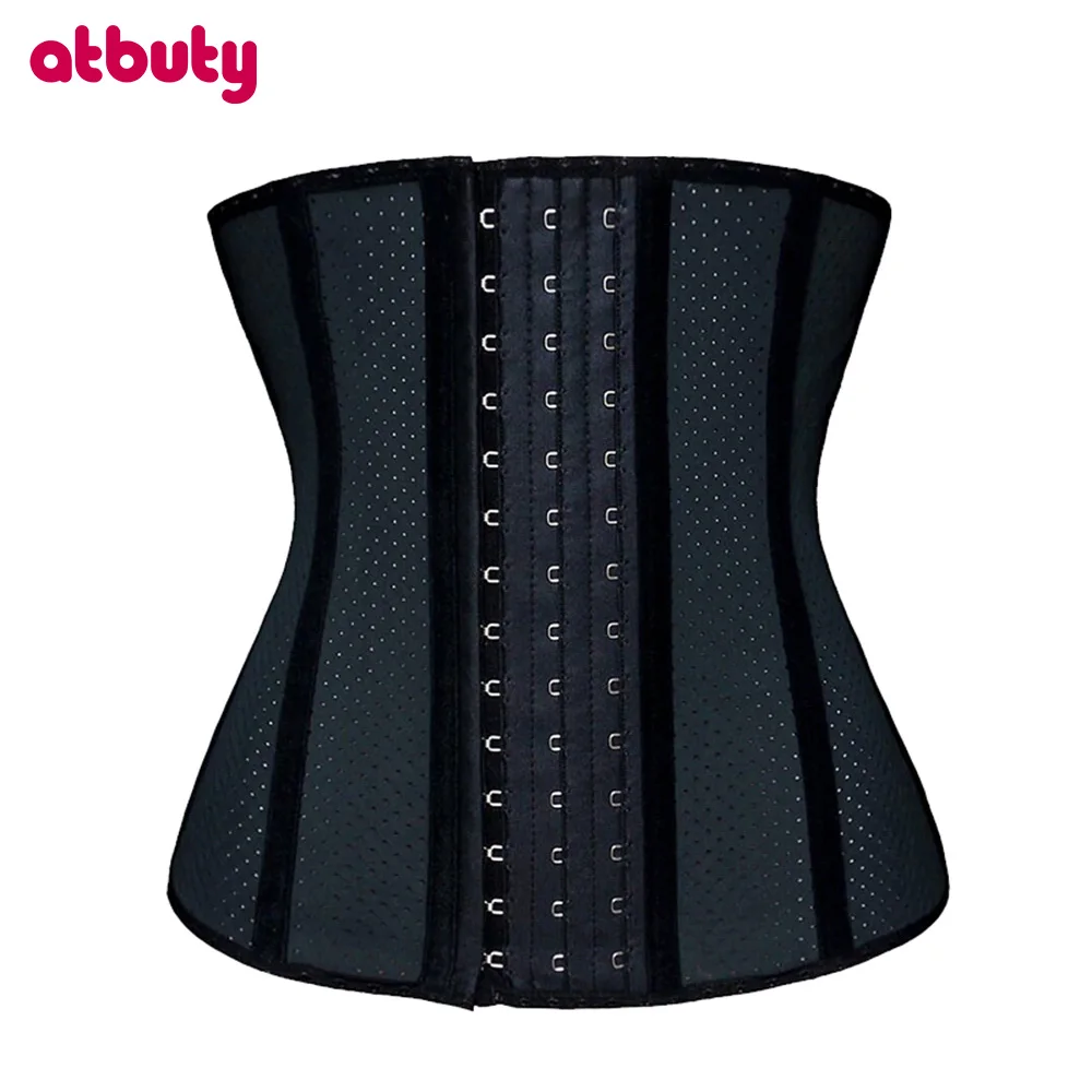 Atbuty Latex Waist Trainer Breathable Slimming Girdle Workout Cincher Trimmer Belt Body Shaper Women Tummy Belly Control Corsets