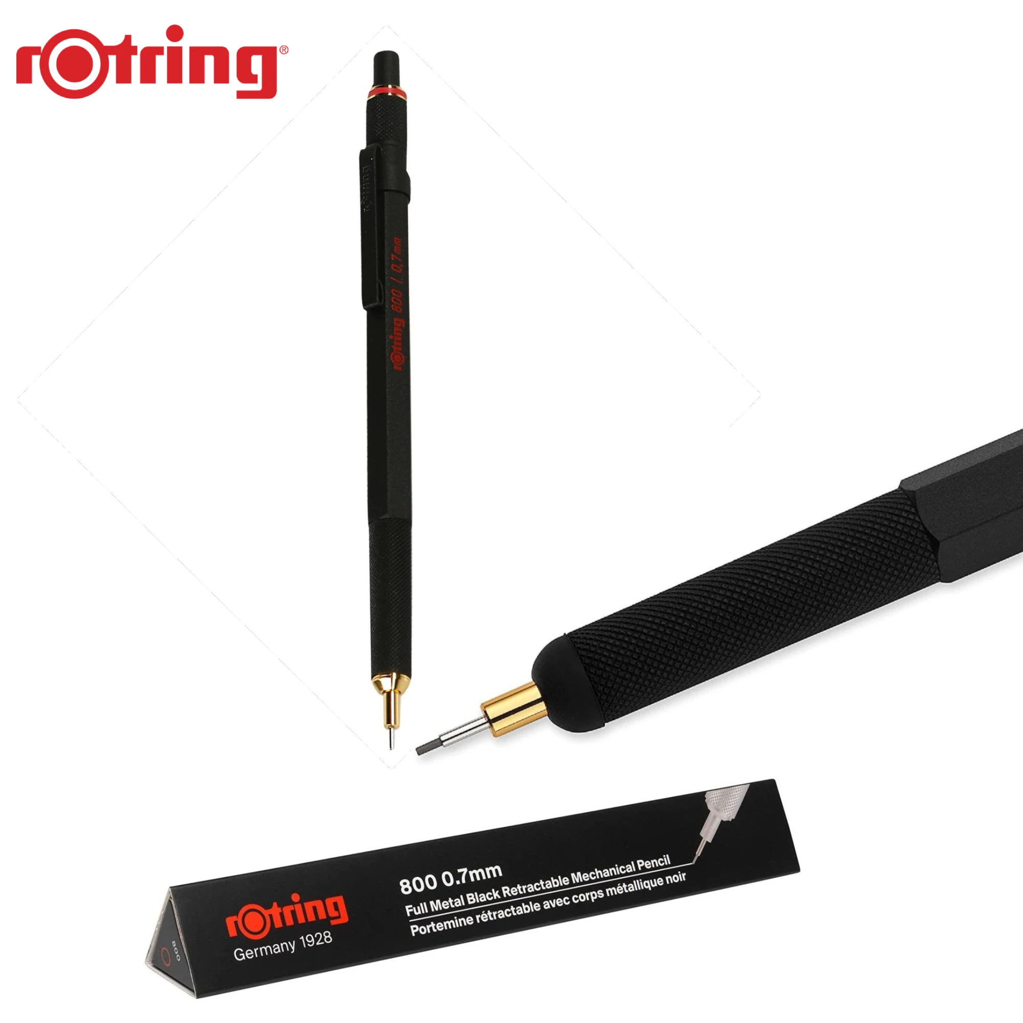 ROtring 800 Retractable Mechanical Pencil 0.7 mm Black Silver Barrel (1904447)