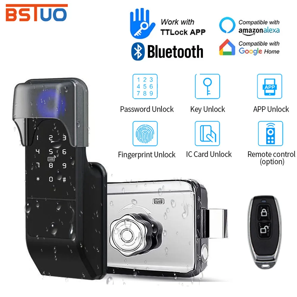 TTLOCK Smart Lock impermeabile Bluetooth Fingerprint Rim Lock RFID Card codice digitale serratura elettronica per la sicurezza domestica