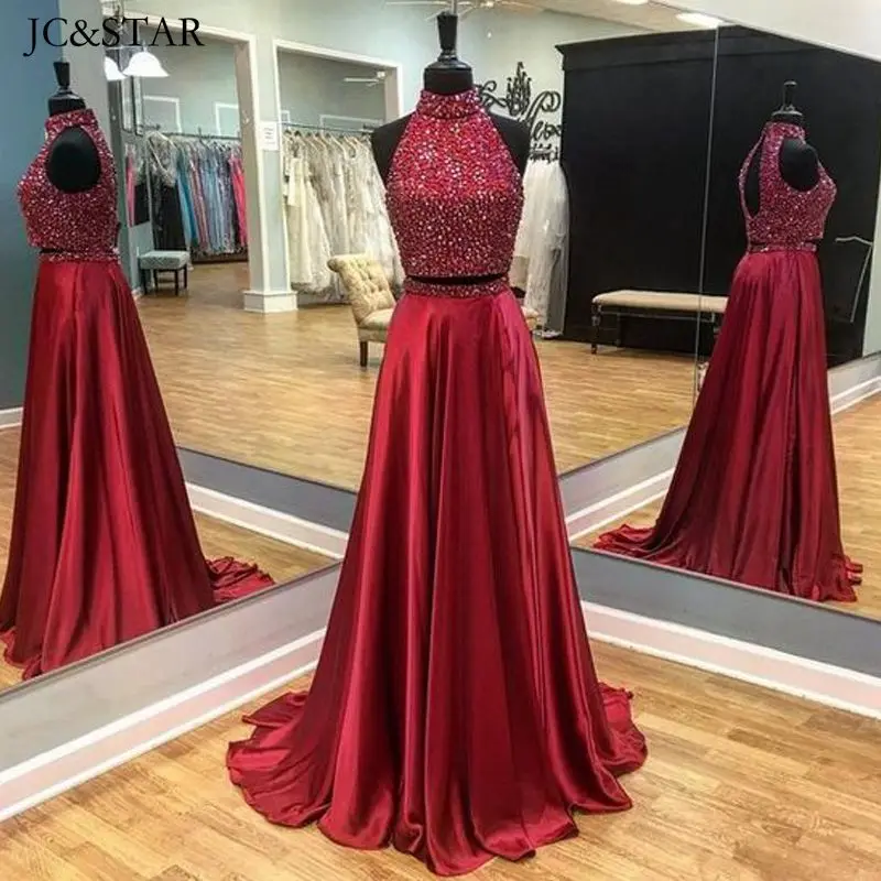 Красные вечерние платья Длинные Роскошные для выпускного вечера из двух