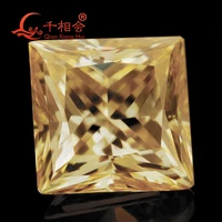 yellow color square shape princess cut cut moissanite loose stone video is light yellow for jewelry making