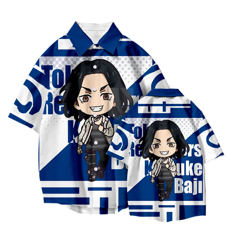Tokyo Avengers Print 2022 Summer Short Sleeve Shirts Men's Clothing Hawaii Beach Streetwear Anime Harajuku Loose Fashion Blouses