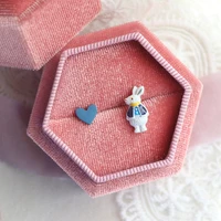 alice sleepwalking wonderland silver earrings cute fairy tale bunny love stud earring dainty jewelry