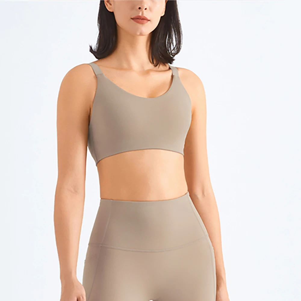 New Women Yoga Bra Deep V Back Sport Vest With Pad Adjustable Fitness Tops Gym Shockproof Running Push Up Sports Underwear Yoga