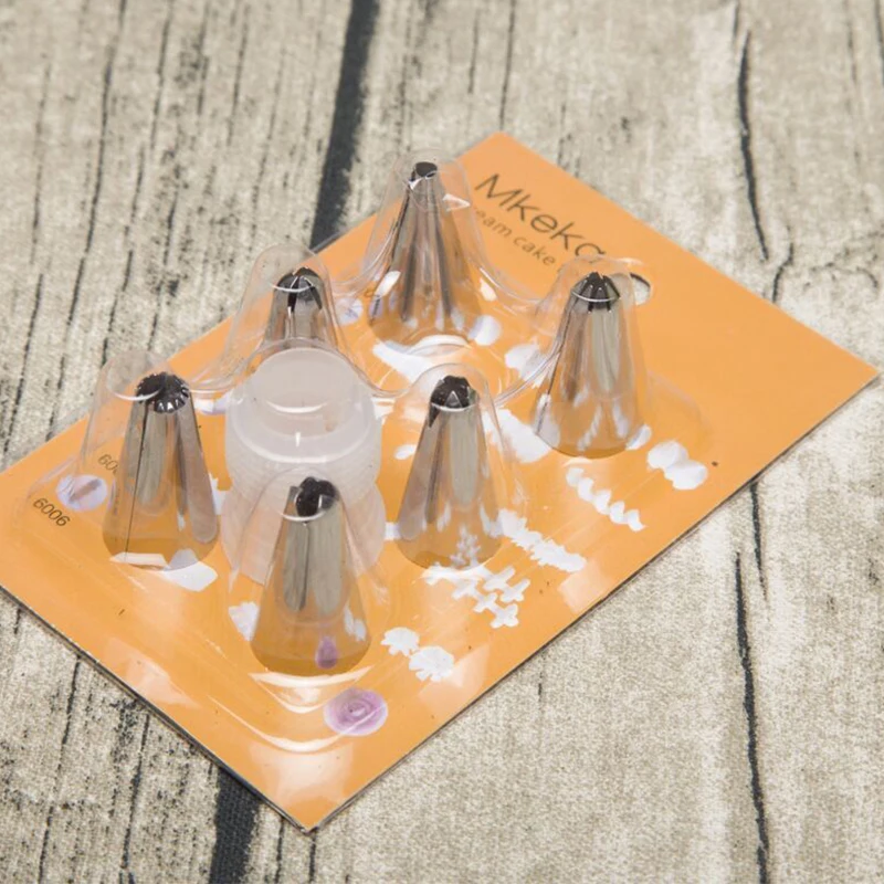 6pcs/set Stainless Steel Converter Mouth Silk Flower Tools Baking Tool For Bar Dinning Kitchen DIY Cake Cupcake Cookie Supplies