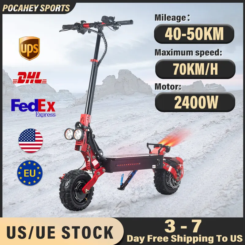 

X3 2400W Electric Scooter 48V 21AH 65KM/H Max Speed Long Range eScooter with 11 inch Off Road Tire Electric Scooter for Adults