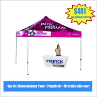 33m 1010ft customized trade show pop up tent with printed roof and 6ft table cloth for promotion event