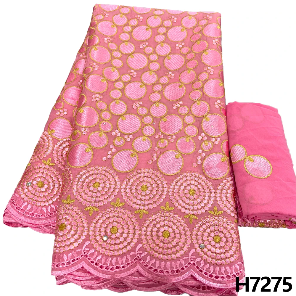 

Nigerian Lace Fabric For Wedding Hot Pink African Swiss Lace Fabrics With Stones Cotton Embroidery Swiss Voile Lace 7Yard HJ7275