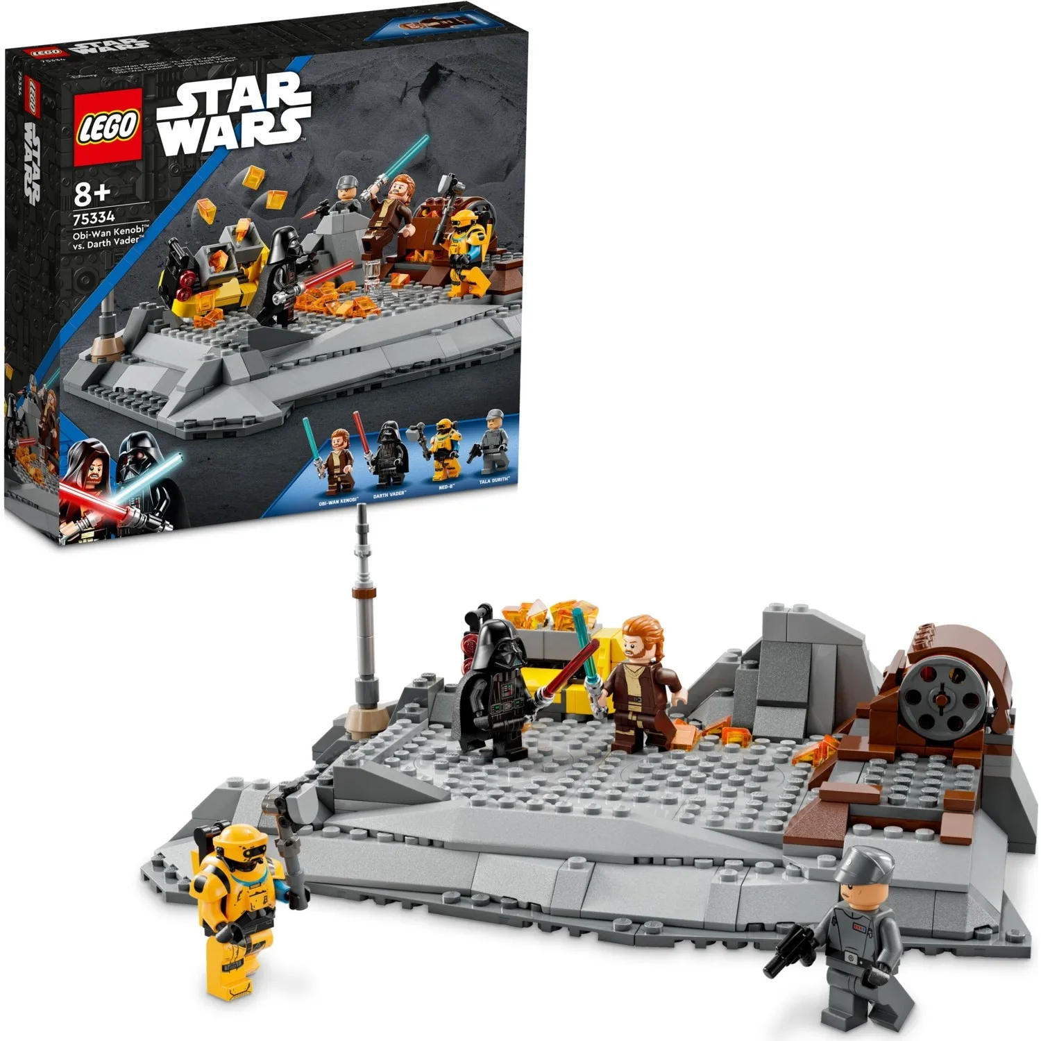 

LEGO 75334 Звездные войны Оби-Ван Кеноби против Дарта Вейдера, встроенная игрушка, игровой набор с 4 мини-фигурами и световым мечом