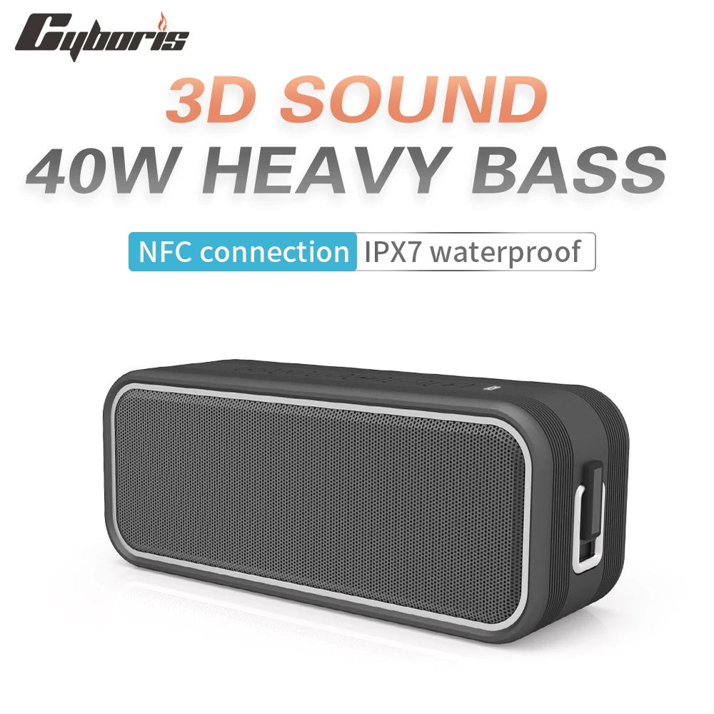 

CyborisT8pro Bluetooth Speaker 40W Wireless Portable Outdoor Speaker Excellent Bass 12H Playtime IPX7 Waterproof Camping Speaker