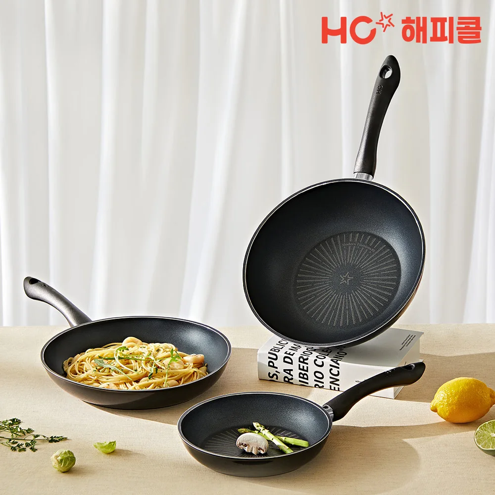 Современная титановая сковорода Happy Call IH + вентилятор для двора набор из 3