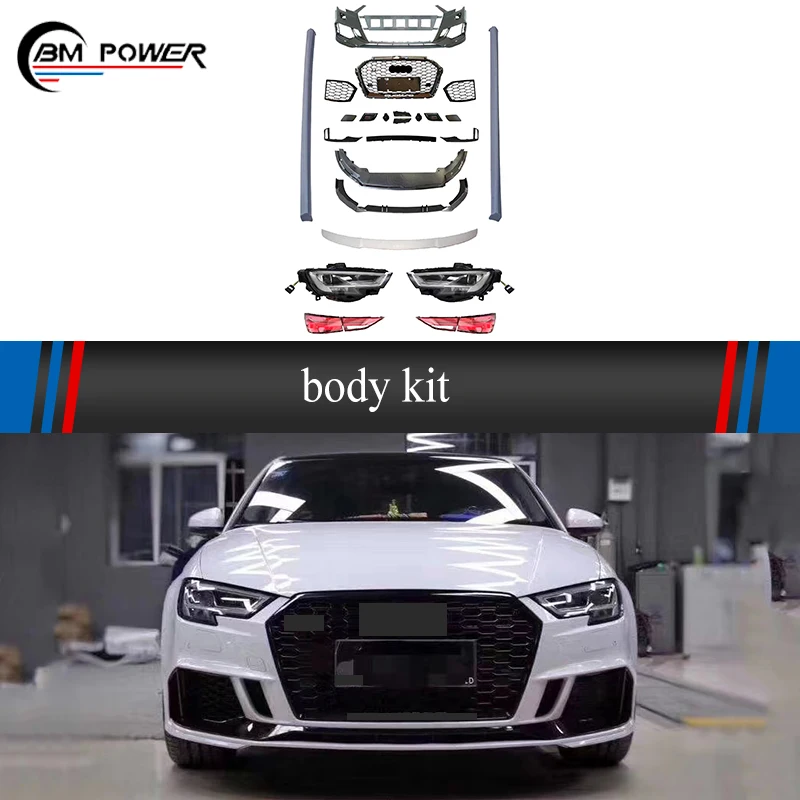 

Car Accessories 2013-2017 Year AD A3 Old To New Car Body Kit Front Bumper Grills Headlamp Tail lights Side Skirts Rear spoiler