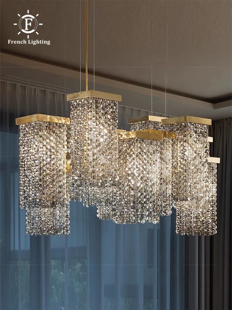 

Italy Designer Luster K9 Crystal Pendant Lights Modern Dining Room Luxury Chandelier Lighting Bar Villa Island Hanging Lamp