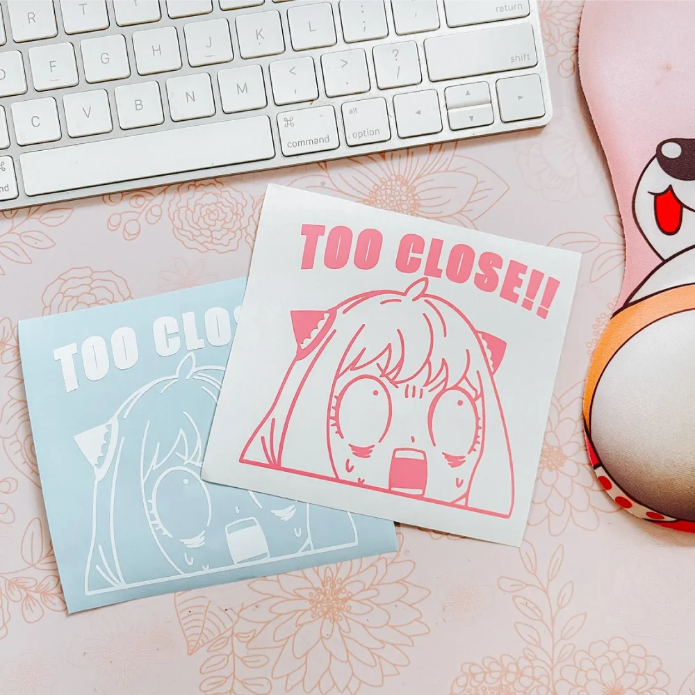 

Anime Car Sticker Too Close Funny Sticker Die Cut Vinyl Decal for Auto Window Rear Window Waterproof Decor Accessories