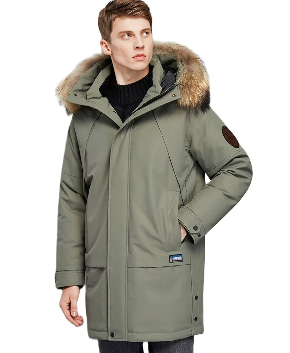 White duck down jackets down jacket men winter coats pie to overcome real fur collar raccoon fur casual warm top