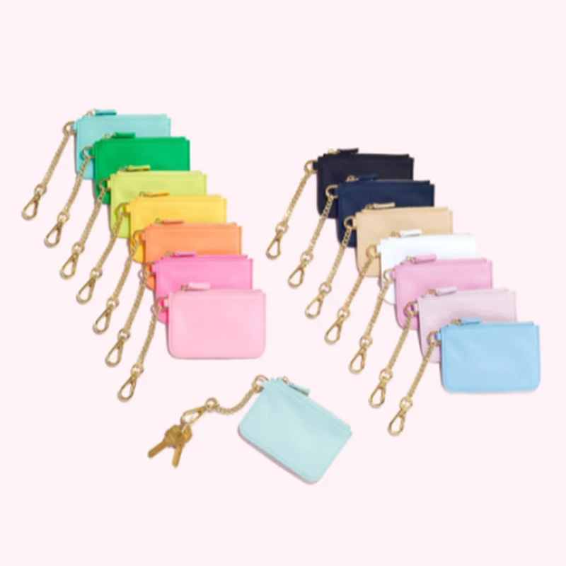 

RTS 12 Colors Nylon Keychain Coin Purse with Varsity Letter Patches DIY Custom Personalized Coin Purse Women Girls Cute Gifts