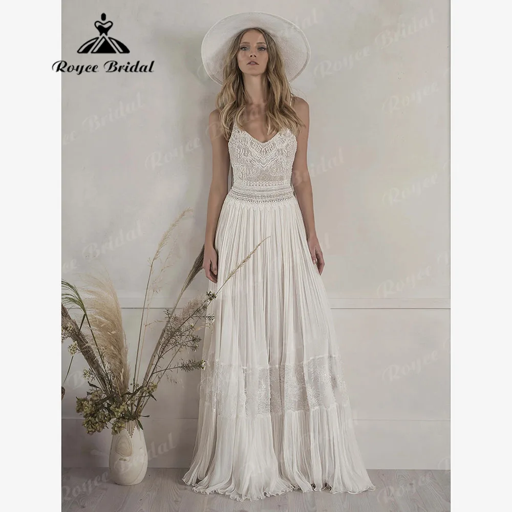 Vestidos гражданское кружево в стиле бохо богемное пляжное свадебное платье на