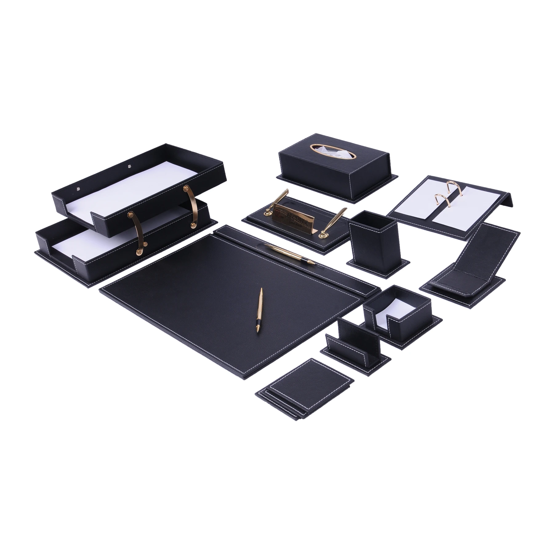 Vega 14 Pieces Desk Set Desk Organizer Office Accessories Desk Accessories Office Organizer Document Tray Mouse Pad Desk Pad Mat