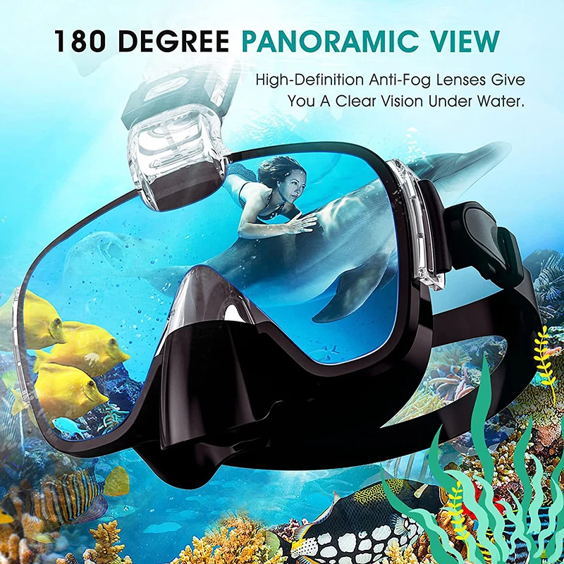 

Free Shipping diving mask Anti-fog Snorkel Mask Diving Mask Set Full Dry Top System for Swim Professional Snorkeling Gear Adults