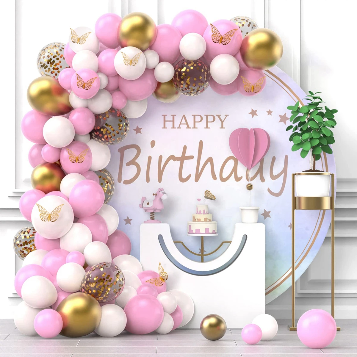 Гирлянда с розовыми воздушными Шарами на день рождения | Дом и сад