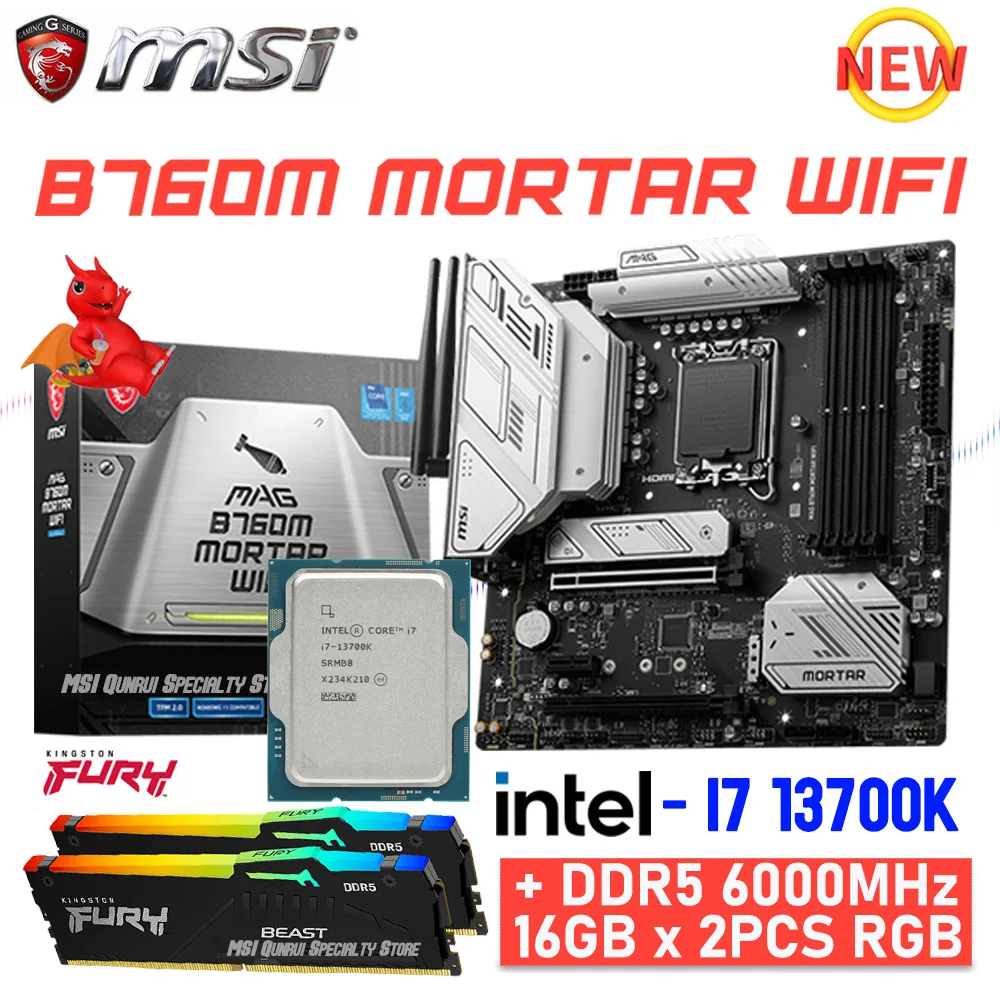 

Материнская плата MSI MAG B760M с процессором Intel B760, DDR5, LGA 1700, 13700 к, 6000 МГц, 32 ГБ
