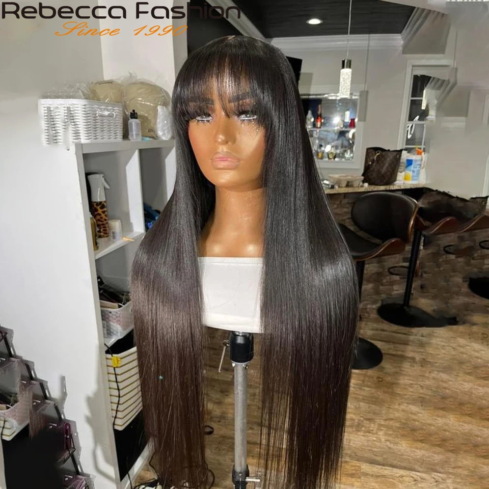Straight Human Hair Wigs With Bangs For Women 28